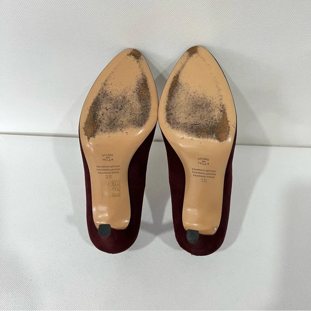 Innovare made Italy Pump Heels Size 36 (6)  Elegant Dark Burgundy Maroon Suede - Picture 6 of 8